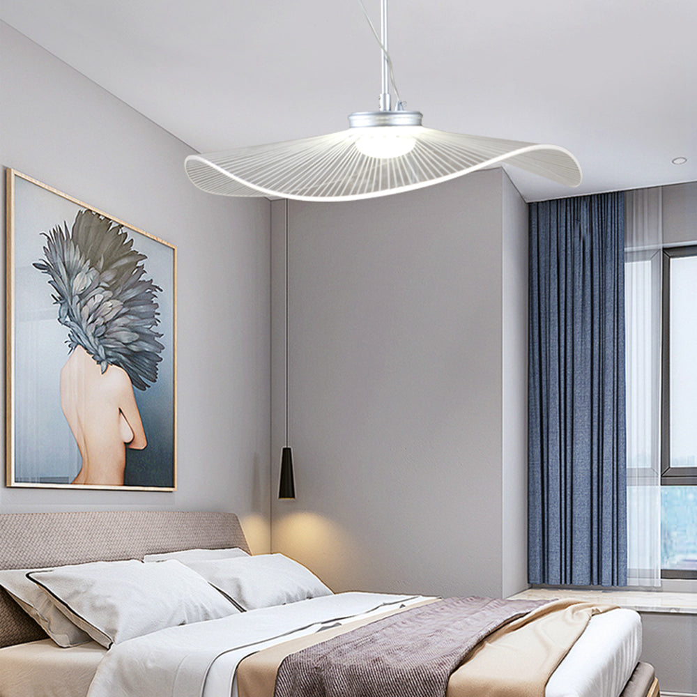 Arisha Designer Lampe à suspension en métal en forme de feuille de lotus Blanc