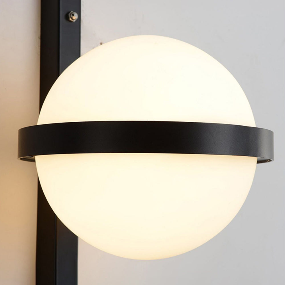 Ray Modern Globe Metal/ Solar Outdoor Wall Lamp Plant Pot, Black/White