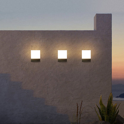 Ray Modern Sensor Rectangular Metal Outdoor Wall Lamp, Black/White