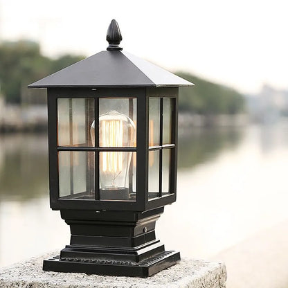 Etilo Modern Metal Glass Lantern LED Outdoor Light Post