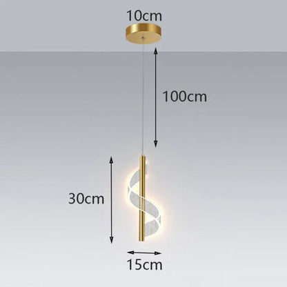 Zeva Vintage Golden Ribbon Pendant Light, Metal/
