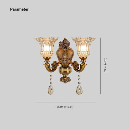 Ramiq Vintage Flor Metal/Glass Wall lamp, Gold