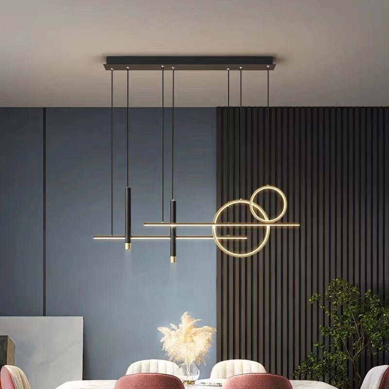 Arisha Modern Pendant Light LED, Double Circle, Gold/Black