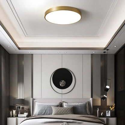 Plafonnier rond Arisha Nordic LED doré, métal et
