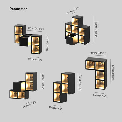 Ray Modern Cube Lampe murale d'extérieur carrée en métal/verre Noir