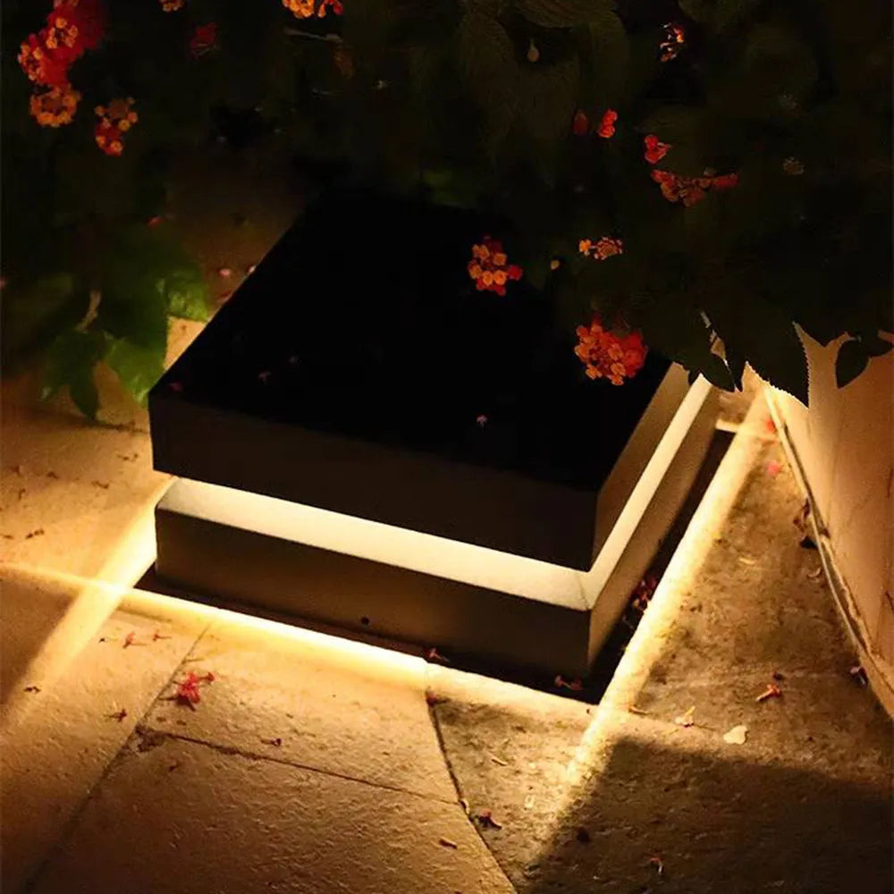 Axion Modern Concave Metal Black Outdoor Lamps, Solar