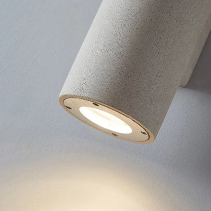 Ray Minimalist Cylindrical Double-headed Cement Outdoor Wall Lamp, Black/White