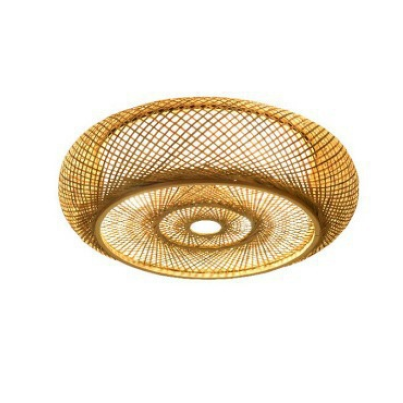Plafonnier LED rustique tissé en rotin Muto