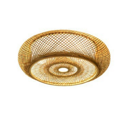 Plafonnier LED rustique tissé en rotin Muto