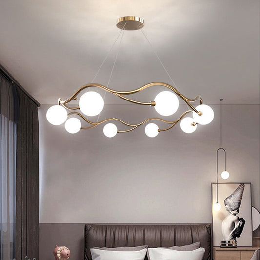 Valentina Modern Designe Wave metaal/glas hanglamp, wit/goud
