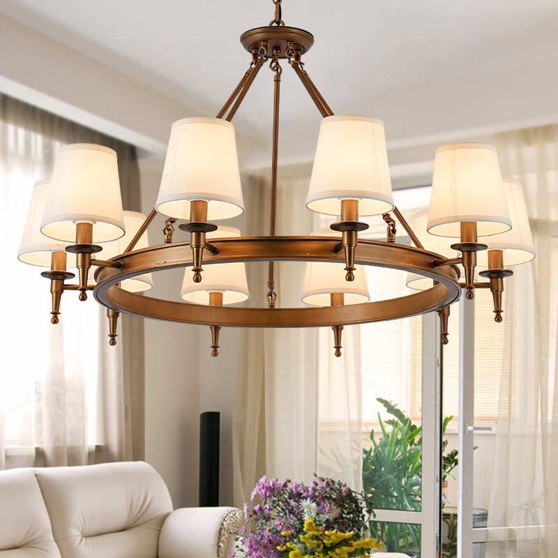 Lustre Silva vintage en métal et tissu, Noir/Cuivre