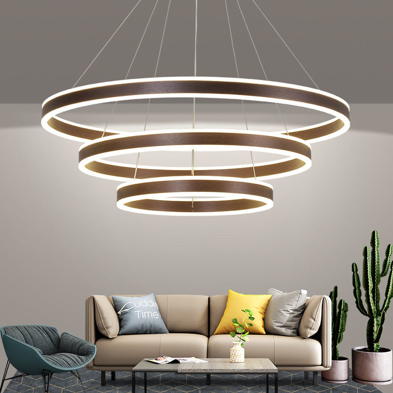 Arisha Moderne minimalistische Kaffee-LED-Pendelleuchte, 3 Ringe
