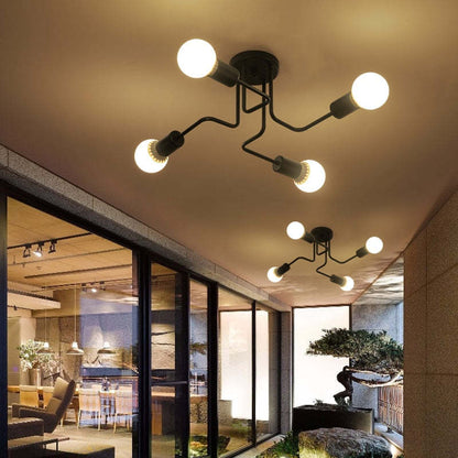 Arisha Vintage Modern Minimalist Industrial Metal Black Ceiling Lamp