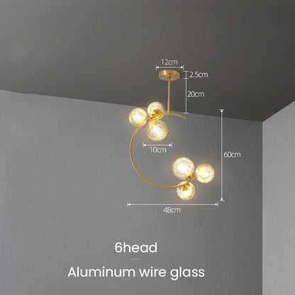 Valentina Modern Glass Globe Pendant Light, Metal & Glass, 3 Style