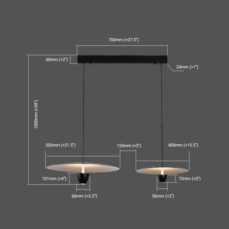 Arisha Lampe à suspension nordique moderne en forme de chapeau noir