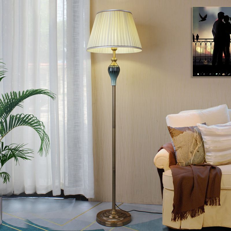 Eryn Antique Floor Lamp, Multi Colors, Metal/Fabric, Bedroom