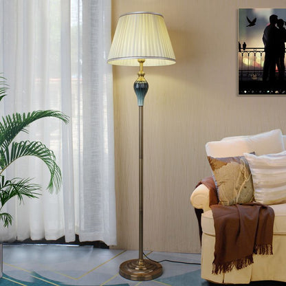 Eryn Antique Floor Lamp, Multi Colors, Metal/Fabric, Bedroom