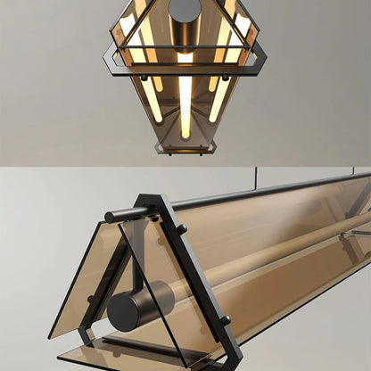 Arisha Industrial Triangle Pendelleuchte aus Metall/Glas, Gold