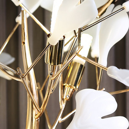Olivia Floor Lamp Leaf Artistic, Ceramic/Metal, White/Gold, Study