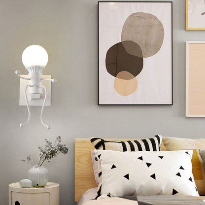 Arisha Modern Decorative Man Metal Wall Lamp, White/Black