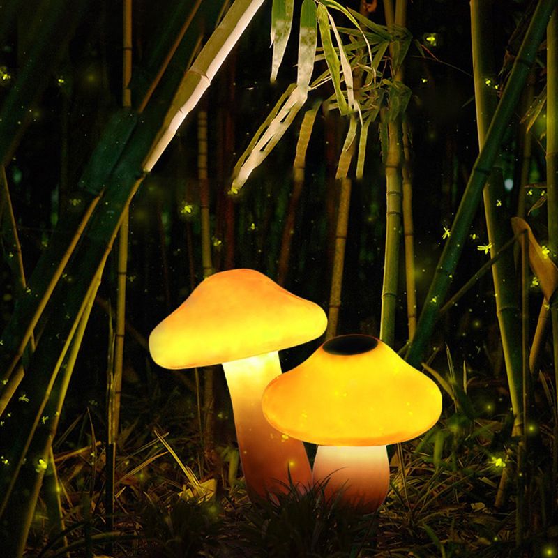 Lampe de sol d'extérieur Ray Mushroom, câblée/solaire, orange