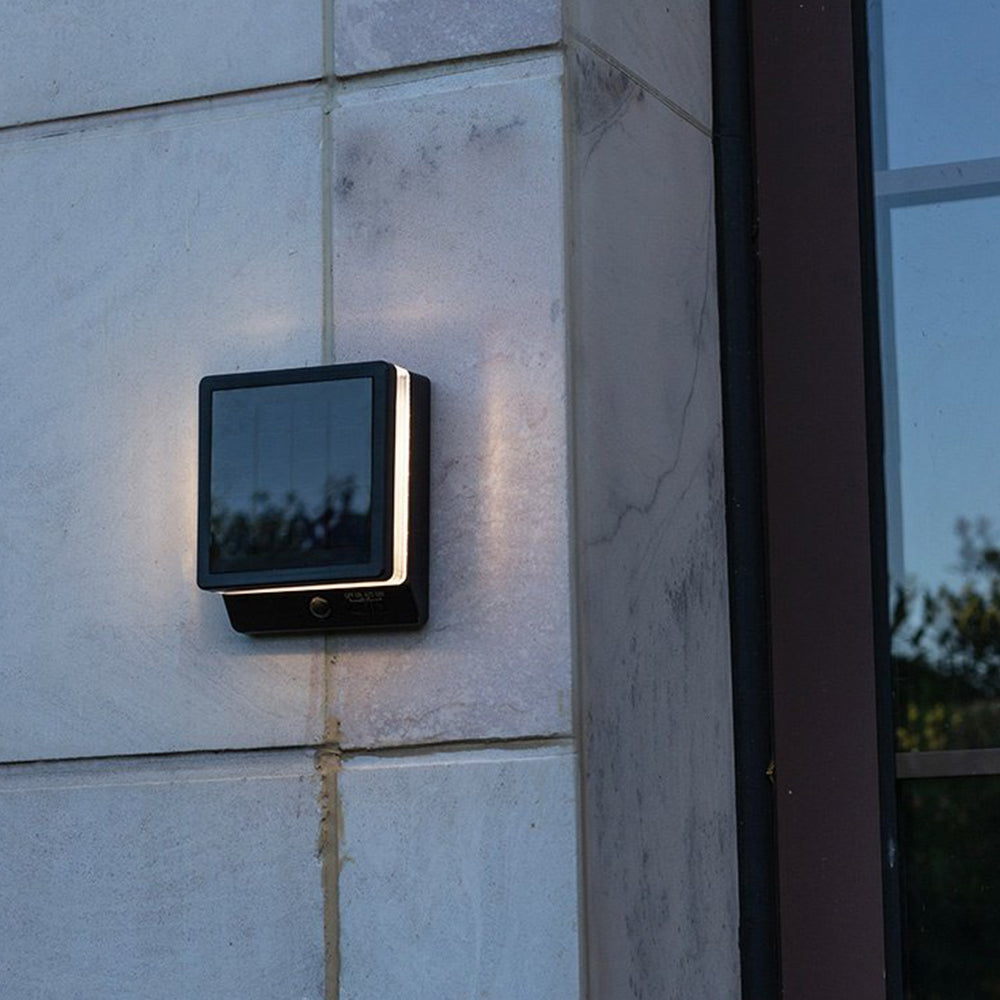 Ray Modern Minimalist Right-Angle Sensor Solar Waterproof Outdoor Wall Lamp, Black