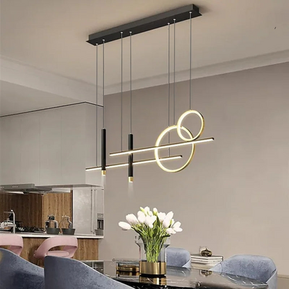 Arisha Modern Pendant Light LED, Double Circle, Gold/Black