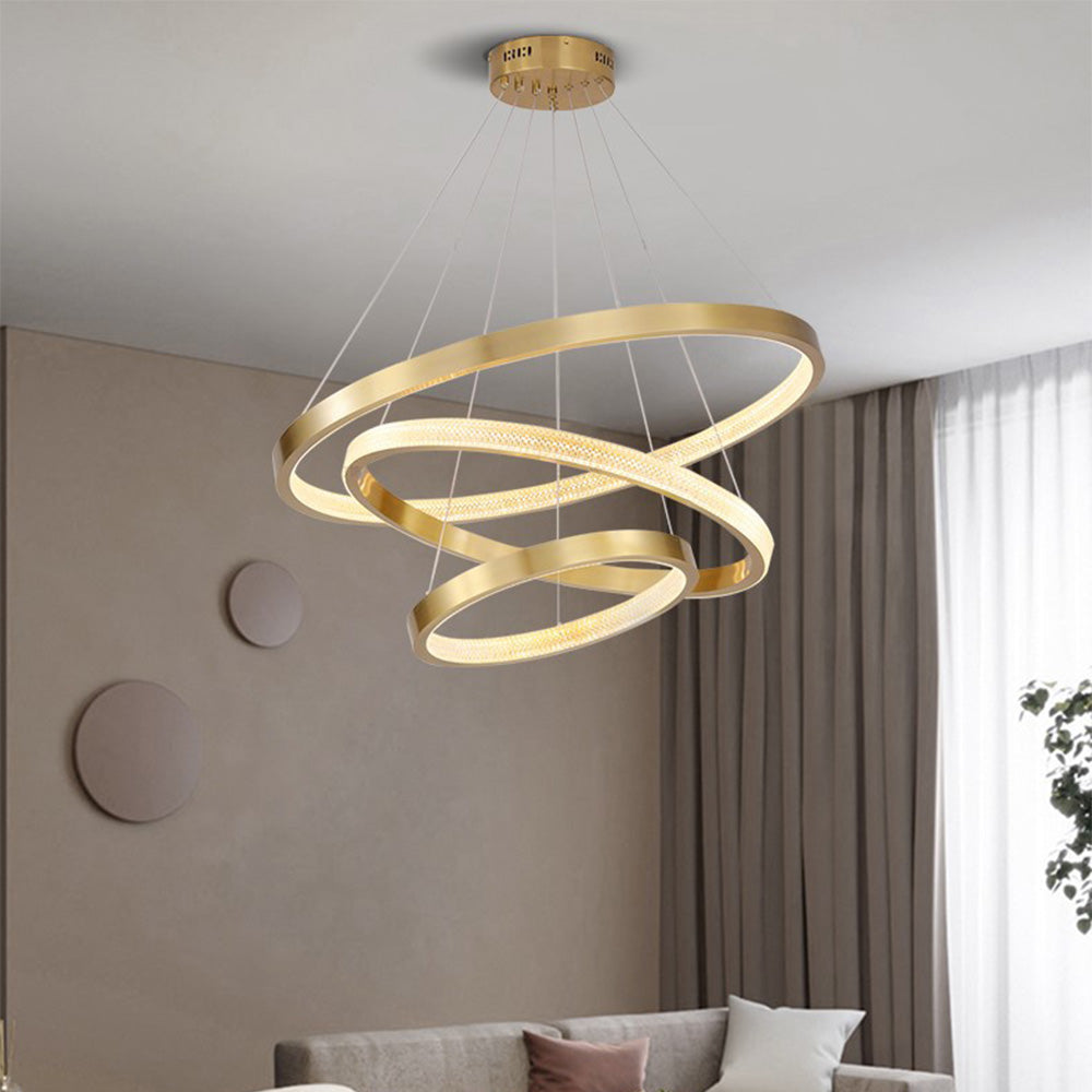 Suspension LED Kristy Modern Ring métal/acrylique, noir/or