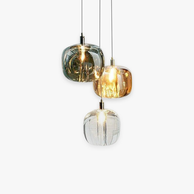 Valentina Modern Bubble Glass LED Pendant Light, Amber/Clear/Gray