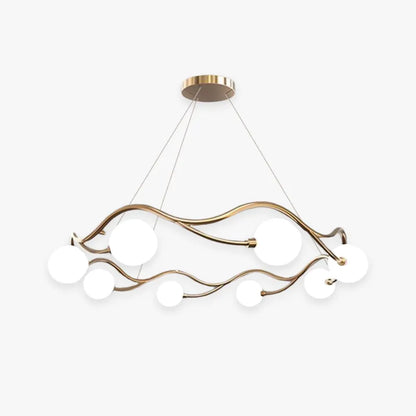 Valentina Modern Designe Wave Metal/Glass Pendant Light, White/Gold