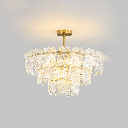 Kristy Elegant Gold Pendant Light 3 Rings, Metal/Glass