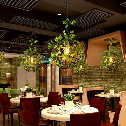 Ritta Rustic Plant Art Deco Globe Vine Pendant Light