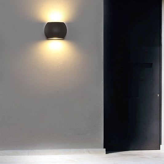 Ray Minimalist Geometric Metal Outdoor Wall Lamp, Black/Grey