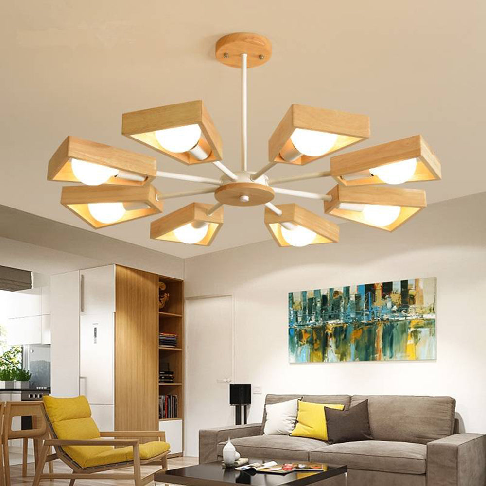 Muto moderne nordische Rotatale-Pendelleuchte, Holz, 3 Stile