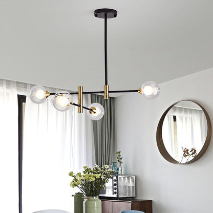 Valentina Nordic Spherical Bubble Metal/Glass Chandelier, Black/Gold