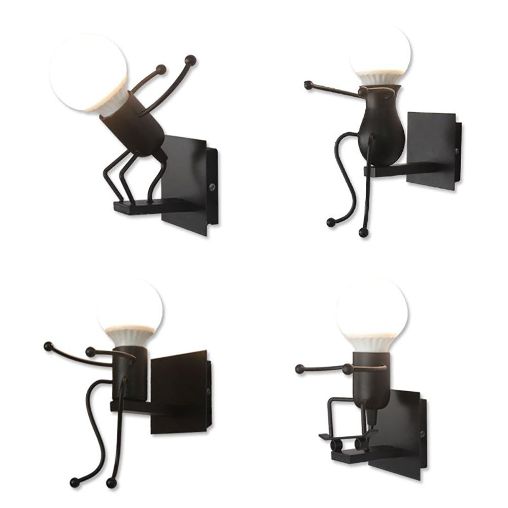 Arisha Modern Decorative Man Metal Wall Lamp, White/Black
