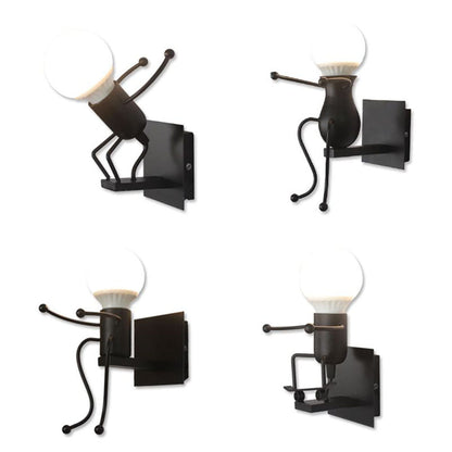 Arisha Modern Decorative Man Metal Wall Lamp, White/Black