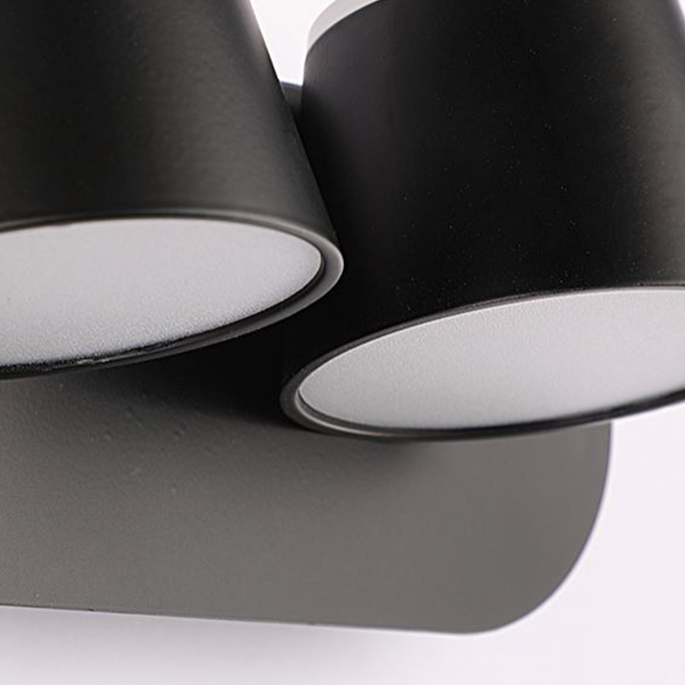 Arisha Moderne zylindrische Wandleuchte aus Metall mit Spiegelfront, Schwarz
