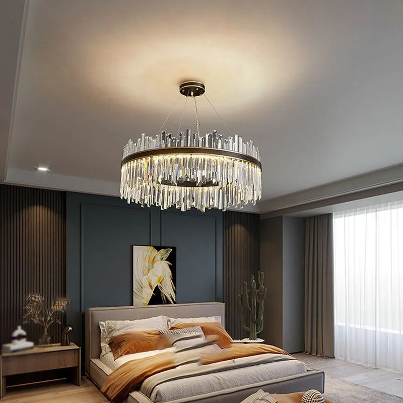 Kristy Modern Crystal Ring Chandelier Black&Gold
