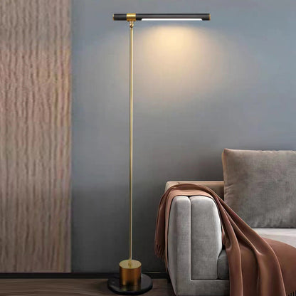 Edge Floor Lamp Linear Minimalist, Metal/Wood, Gold, Living Room