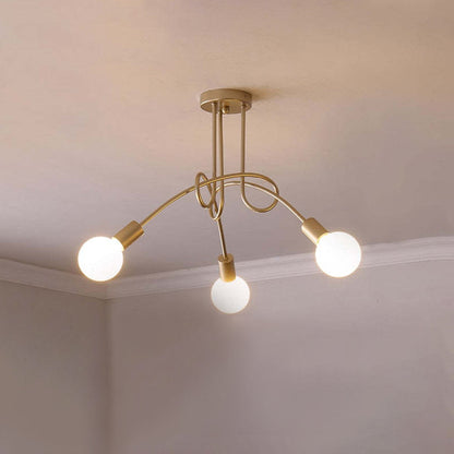 Arisha Modern Linear Curve Metal Ceiling Light, Dining Room/Living Room