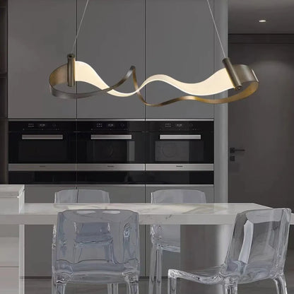 Arisha Metal Gold Pendant Light, Wavy Shape