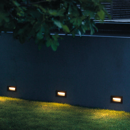 Ray Modern Metal Rectangular Outdoor Deck/Step Light, Black
