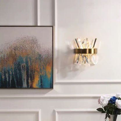 Kristy Decorative Geometric Crystal/Metal Wall Lamp, Gold