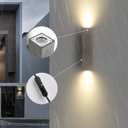 Ray Minimalist Cement Square Outdoor Wall Lamp, White