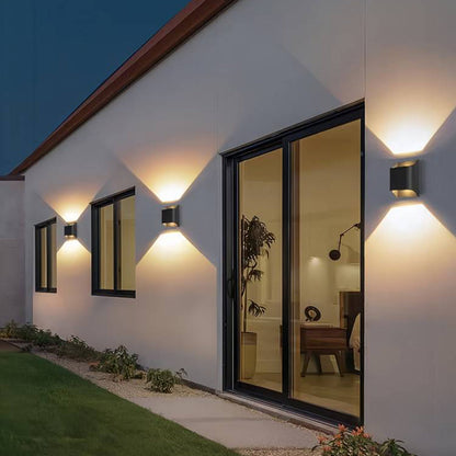 Ray Modern Solar Up Down Metal Outdoor Wall Lamp, Balck