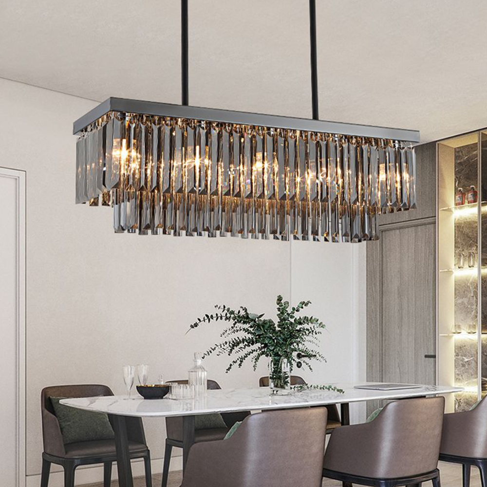 Kristy Design Rectangle Metal Pendant Light, Black