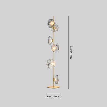 Byers Luxury Flower Metal/Glass Floor Lamp, Black/Gold/Grey