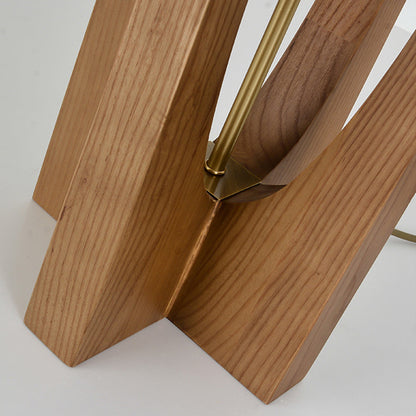 Natürliche rechteckige Stehlampe aus Holz/Stoff von Ozawa