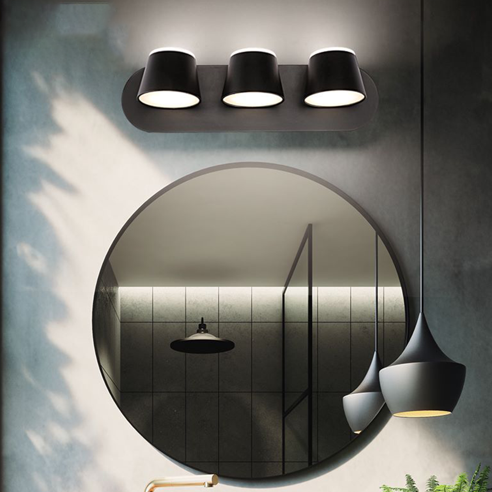 Arisha Moderne zylindrische Wandleuchte aus Metall mit Spiegelfront, Schwarz